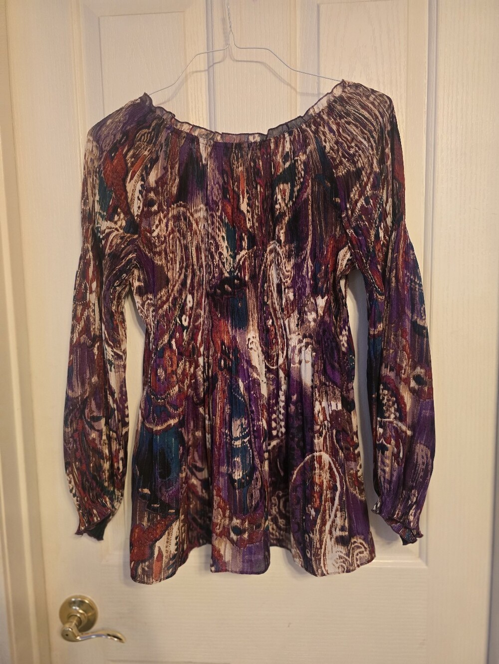 Bohemian Purple Multi-Color Peasant Blouse